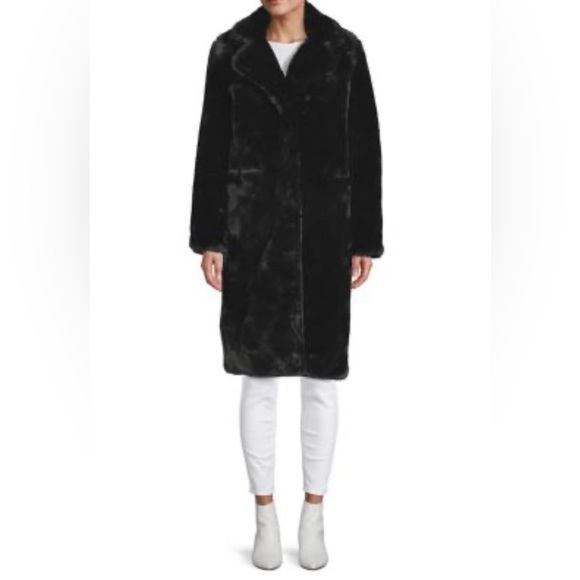 APPARIS Long Faux-Fur Black Coat - Picture 5 of 5